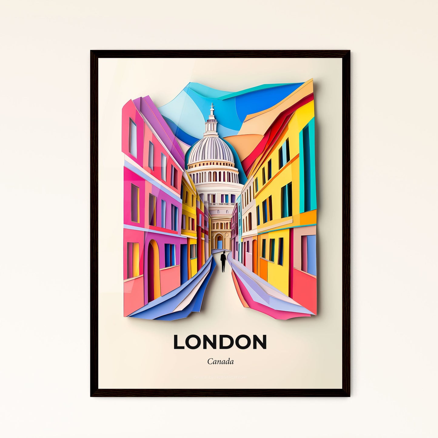 Vivid London, Canada - a paper cut of a city street with a dome