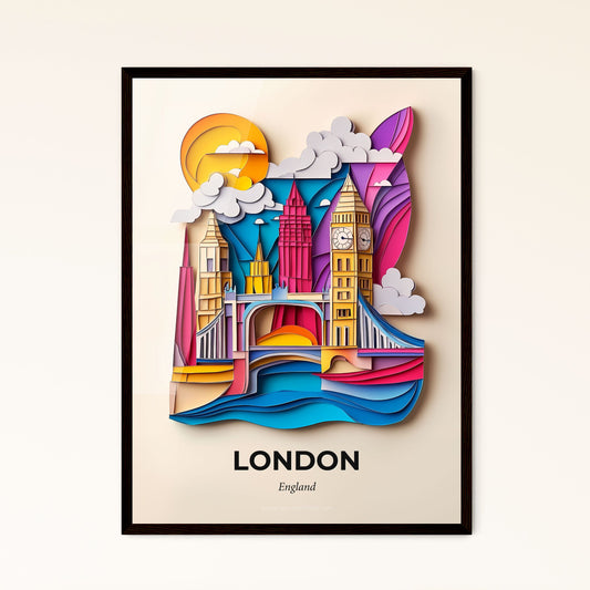 Vivid London, England - a paper cut of a city with a clock tower