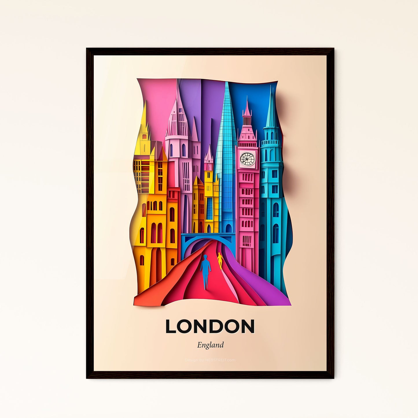 Vivid London, England - a paper cut of a city with a clock tower