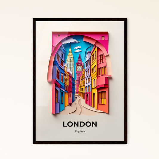 Vivid London, England - a paper cut of a city street with a clock tower