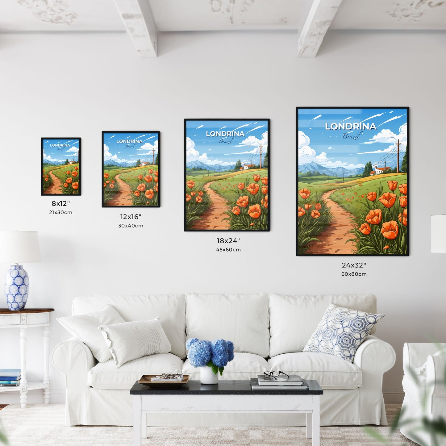 Painting Londrina Brazil Skyline Dirt Path Field Flowers Painting Art Vibrant Default Title