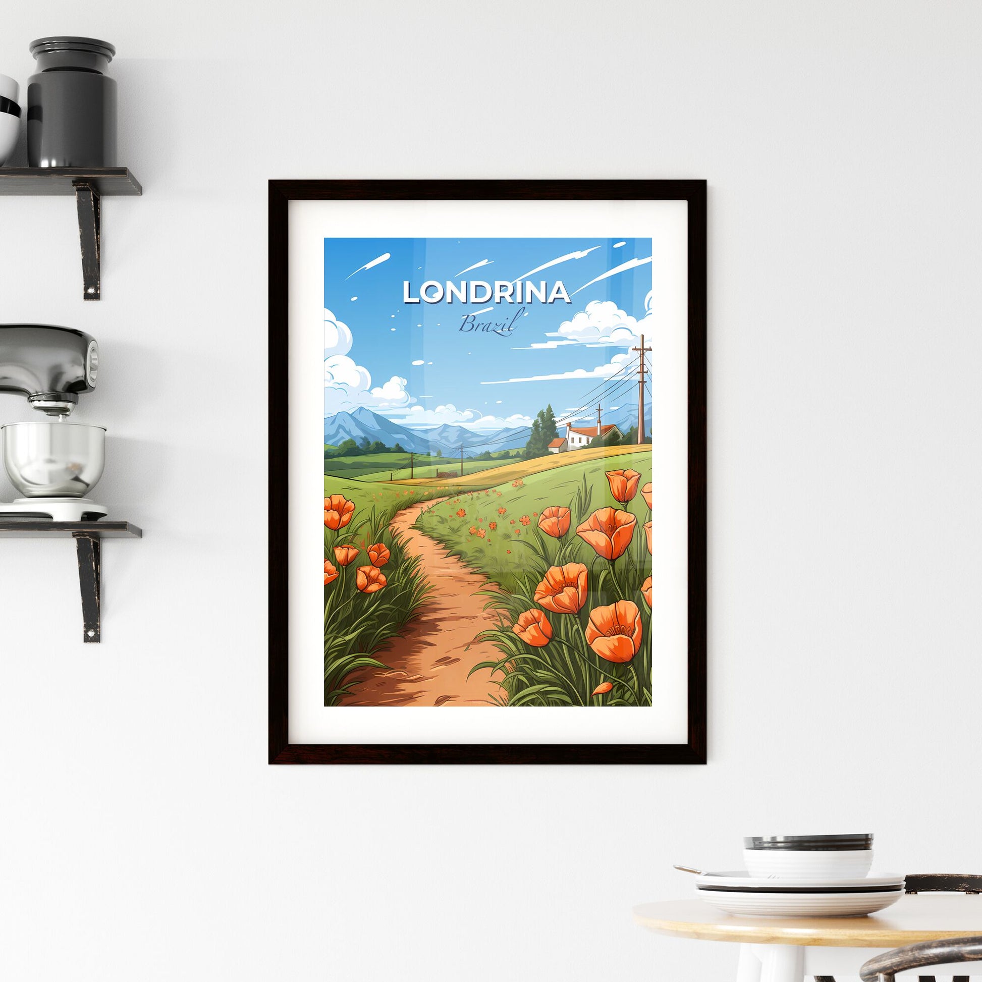 Painting Londrina Brazil Skyline Dirt Path Field Flowers Painting Art Vibrant Default Title