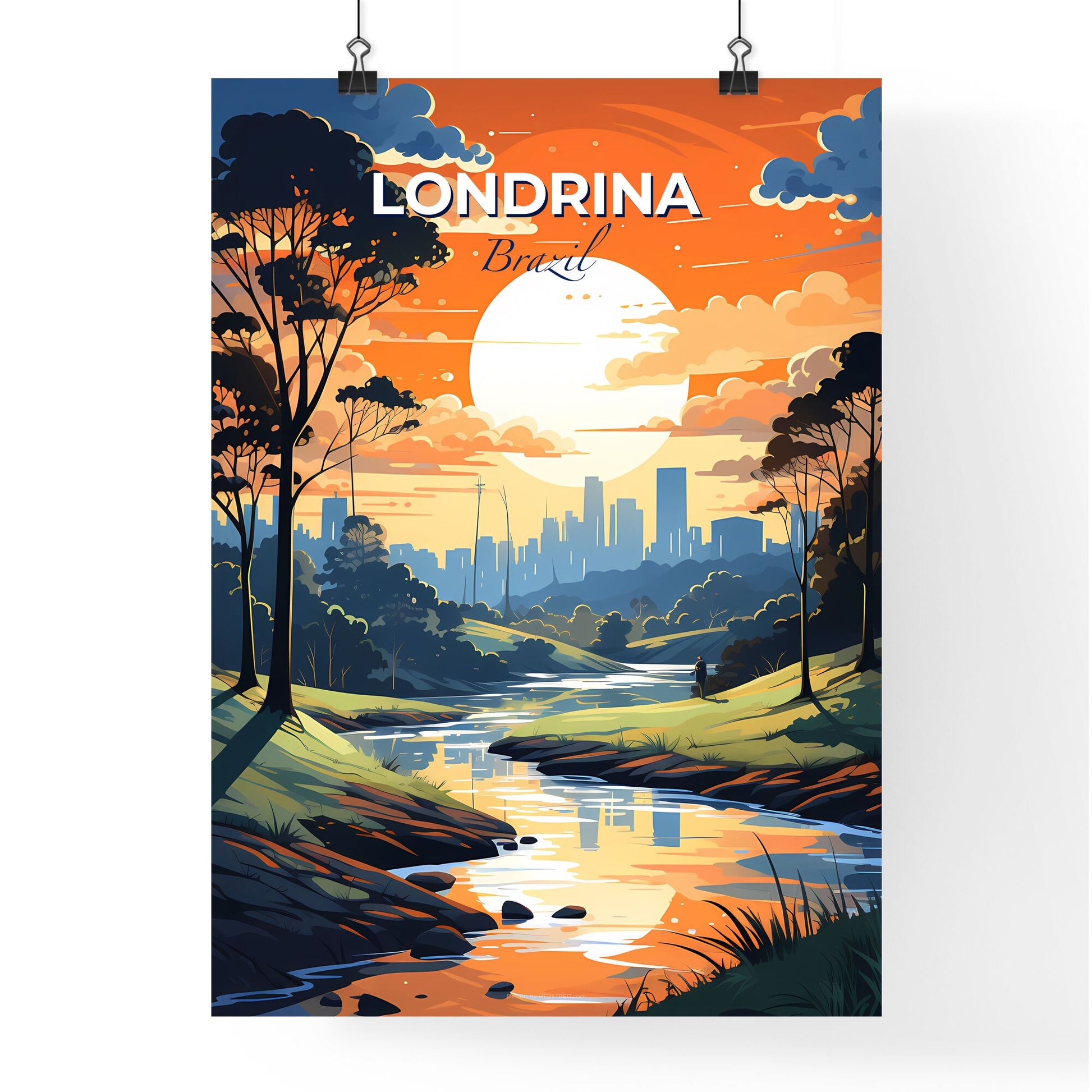 Londrina Brazil Skyline City River Urban Art Digital Canvas Cityscape Digital Painting Default Title