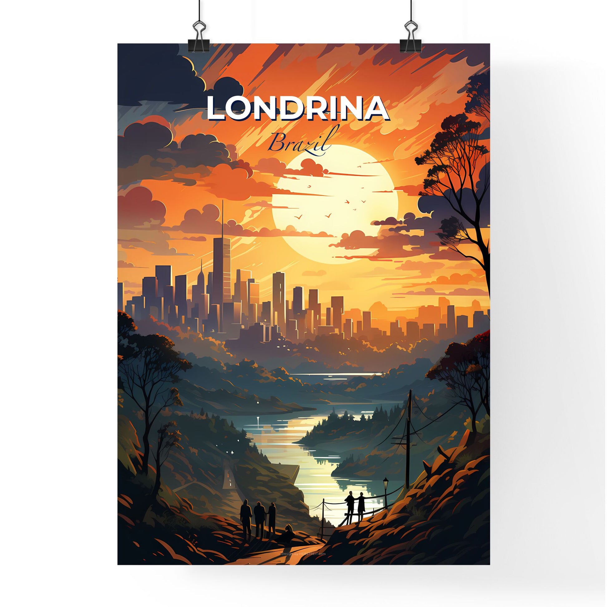 Londrina Brazil Skyline Art Painting Landscape Cityscape River Default Title