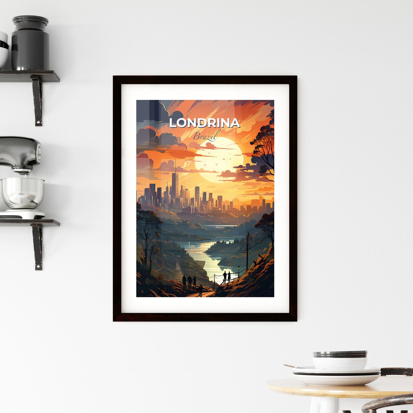 Londrina Brazil Skyline Art Painting Landscape Cityscape River Default Title