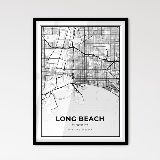 Long Beach California - Scandinavian Style City Map for Modern Home Decor