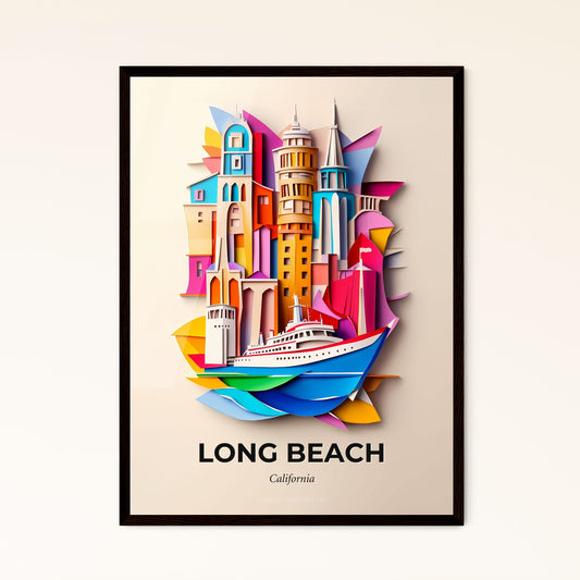 Vivid Long Beach, California - a paper cut of a boat in the water