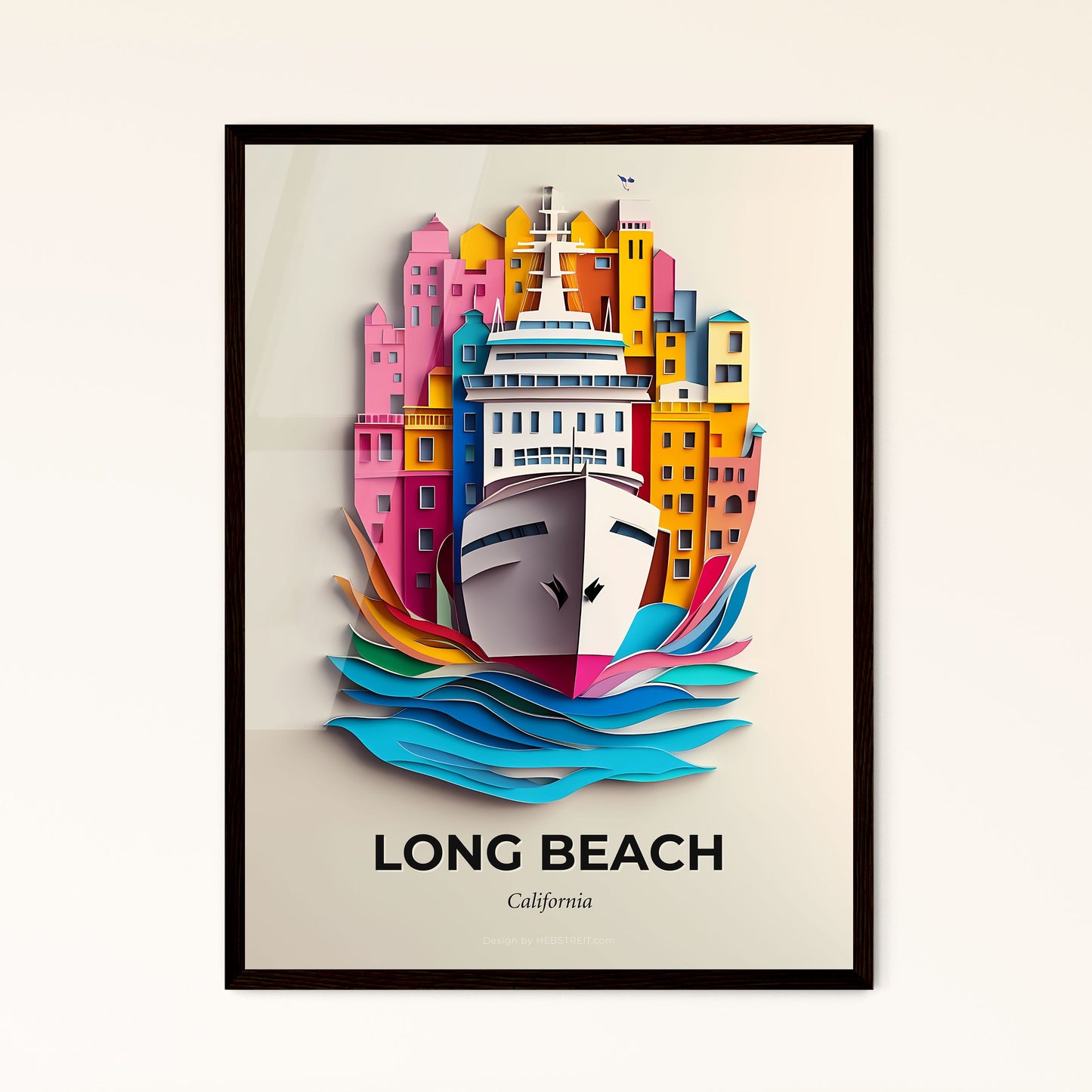 Vivid Long Beach, California - a paper cut of a ship in a city