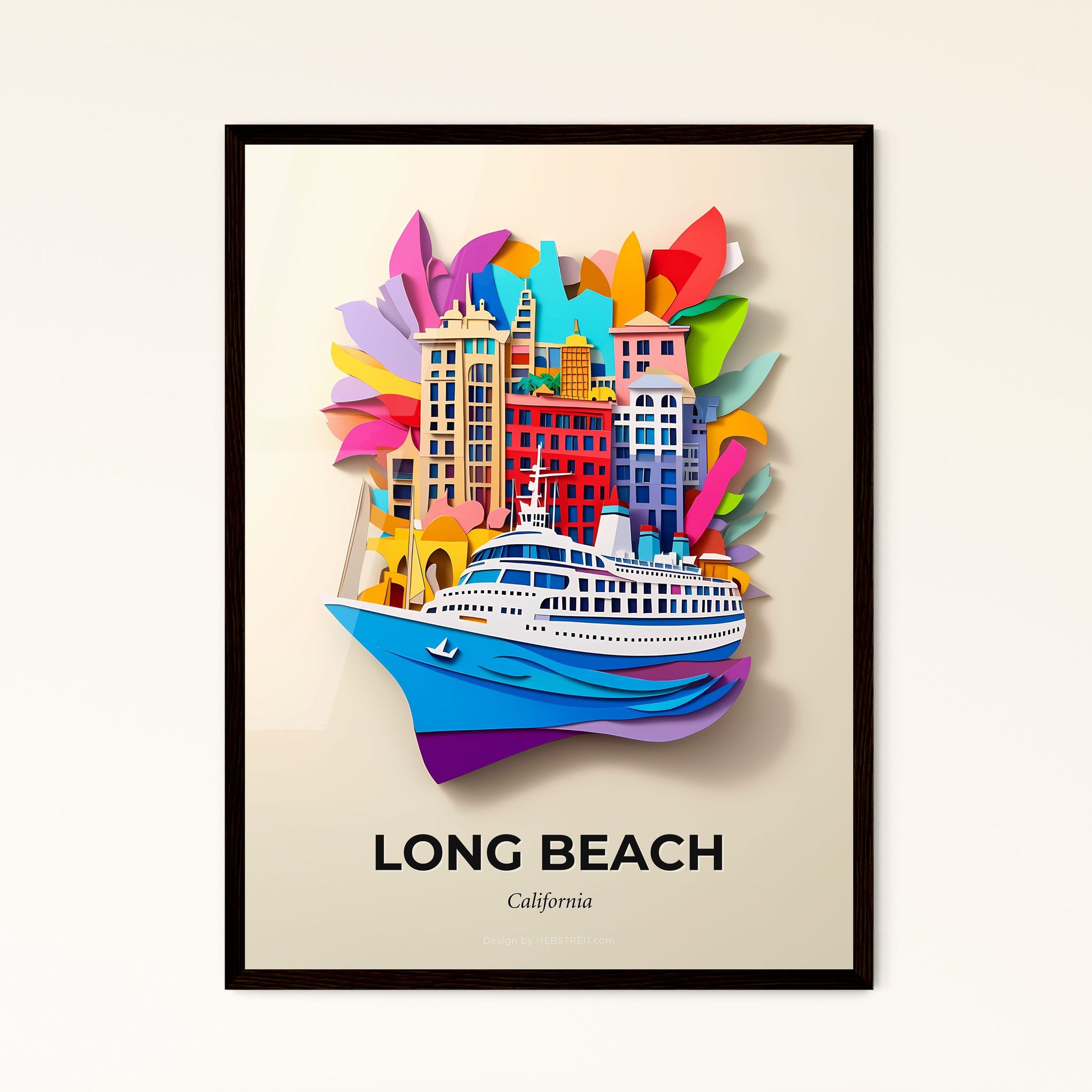 Vivid Long Beach, California - a paper cut of a cruise ship in the water