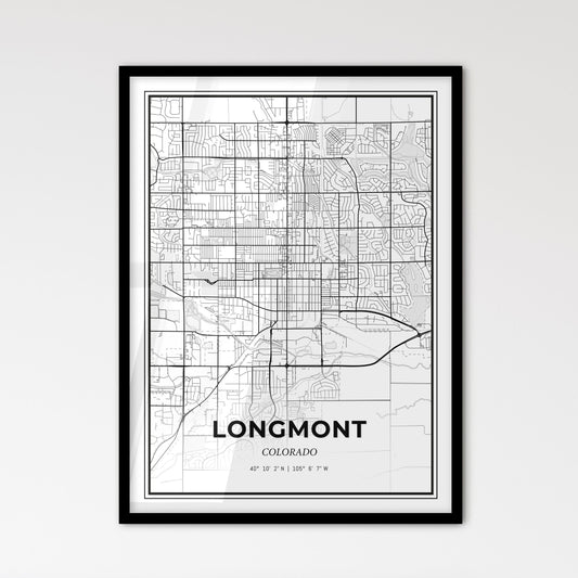 Longmont Colorado - Scandinavian Style City Map for Modern Home Decor