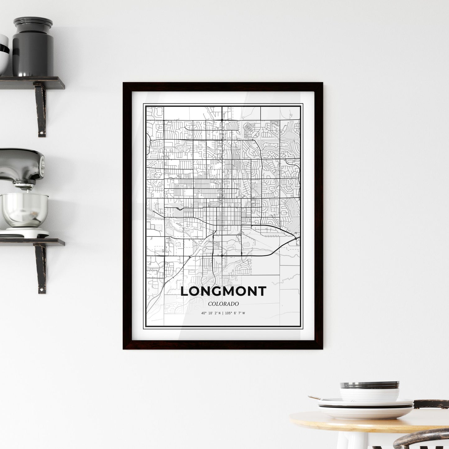 Longmont Colorado - Minimal City Map