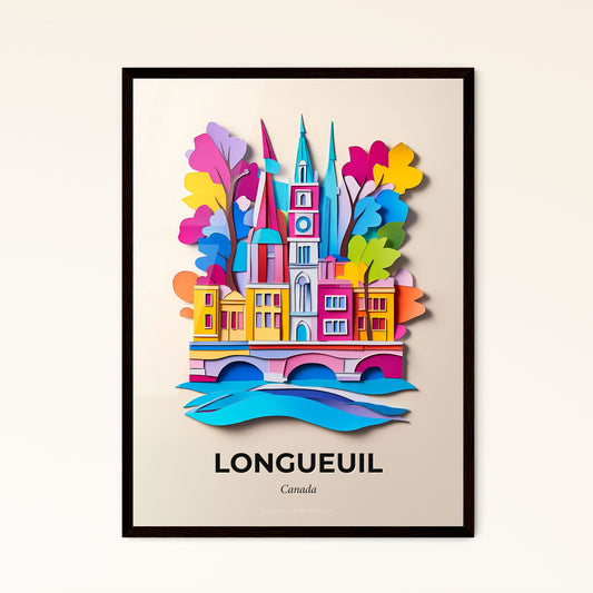 Vivid Longueuil, Canada - a paper cut of a city with a bridge