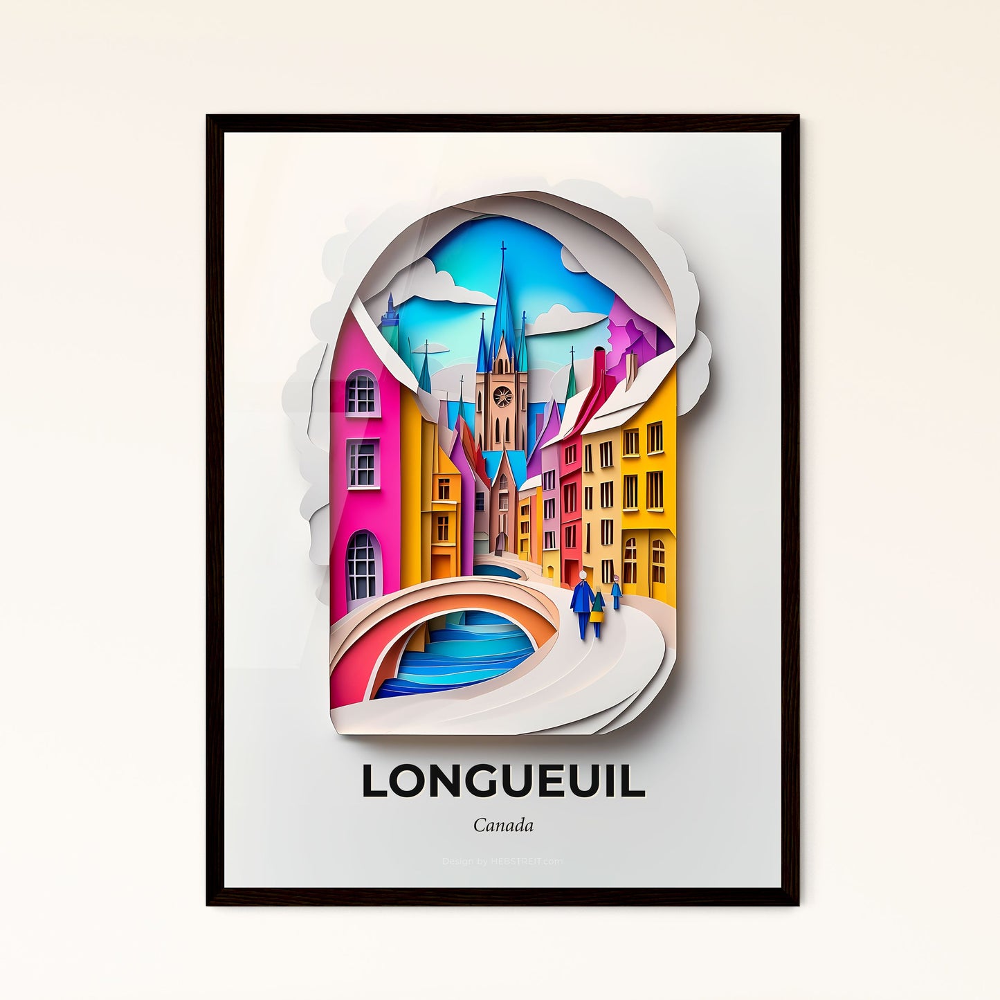 Vivid Longueuil, Canada - a paper cut of a city with a bridge