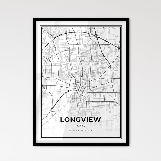 Longview Texas - Scandinavian Style City Map for Modern Home Decor