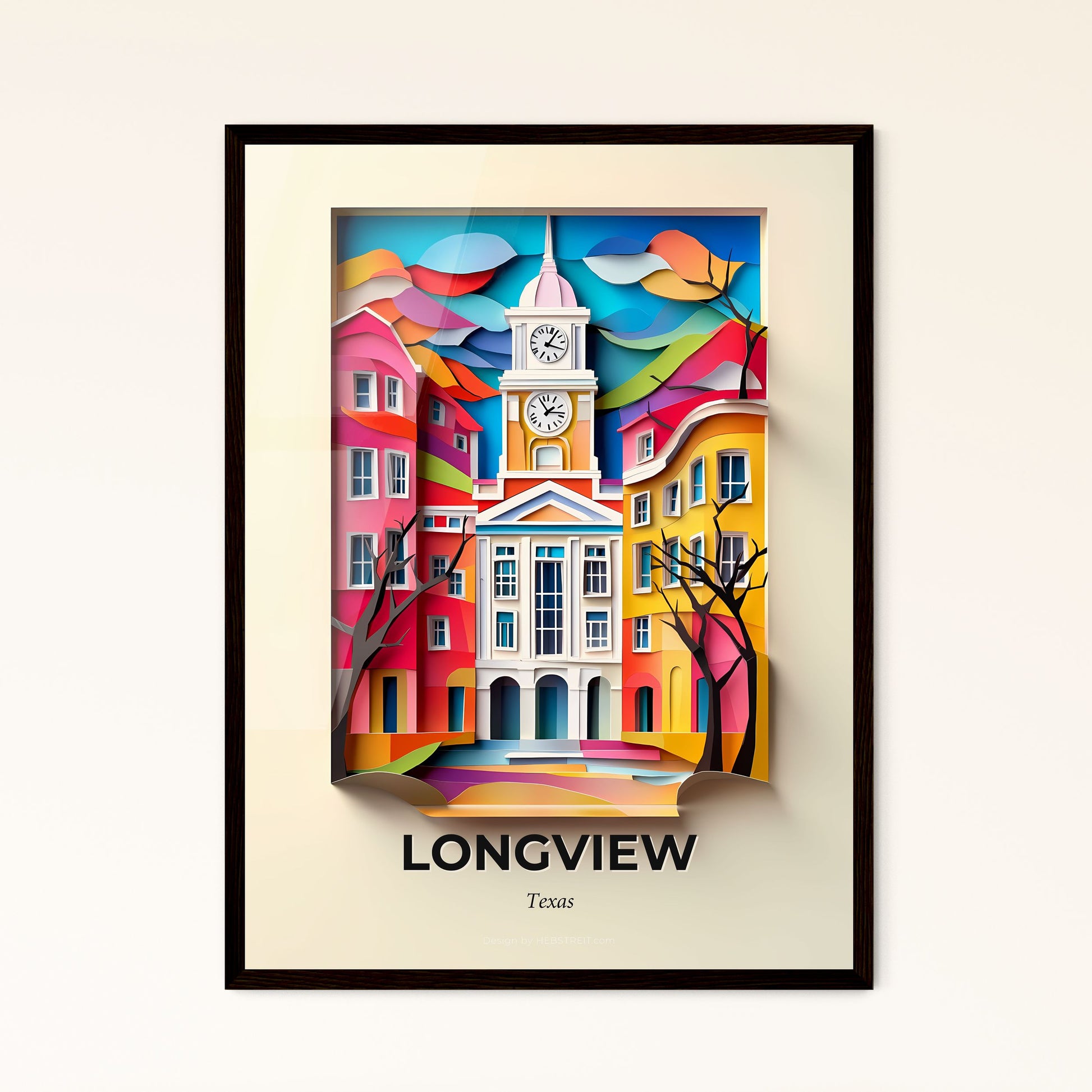 Vivid Longview, Texas - a clock tower is in the middle of a colorful city