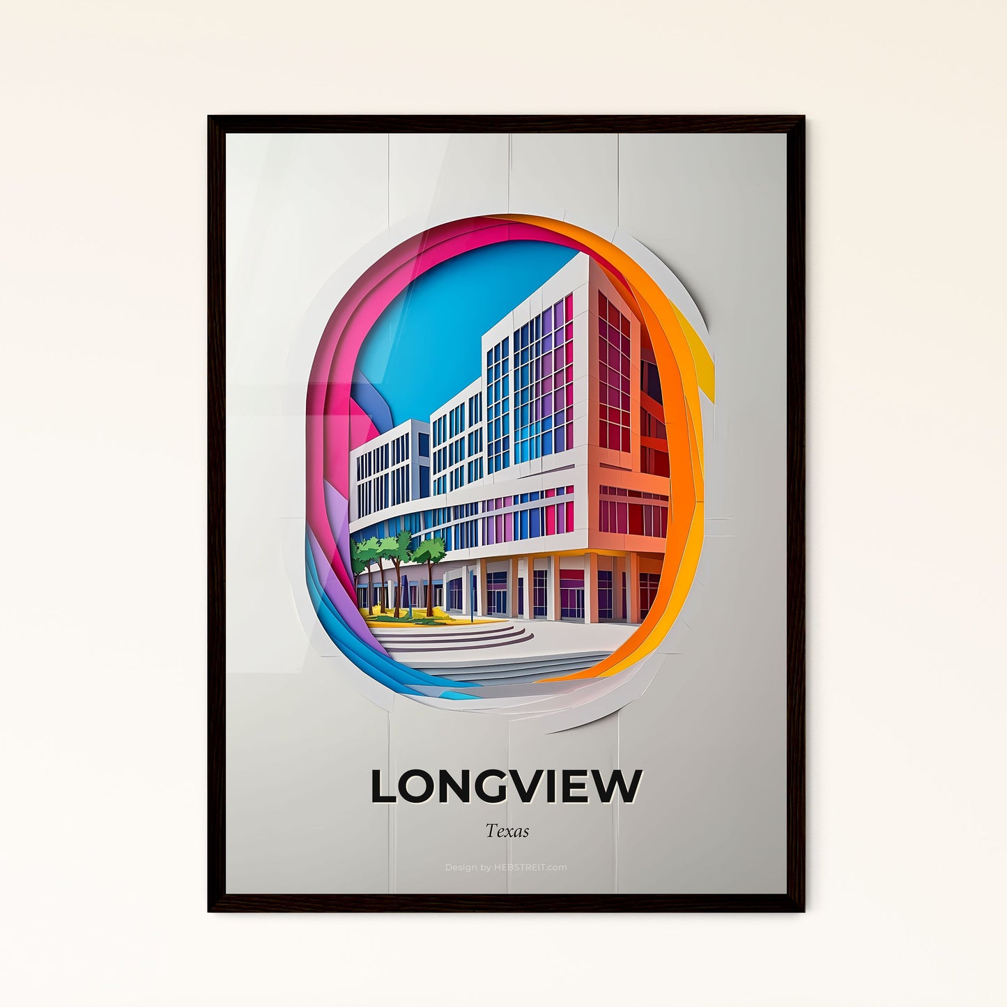 Vivid Longview, Texas - a building with a colorful circle cut out of it