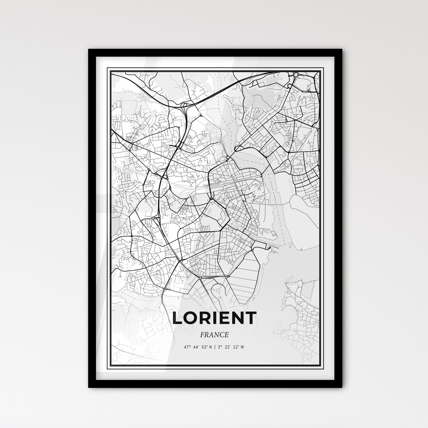 Lorient France - Scandinavian Style City Map for Modern Home Decor