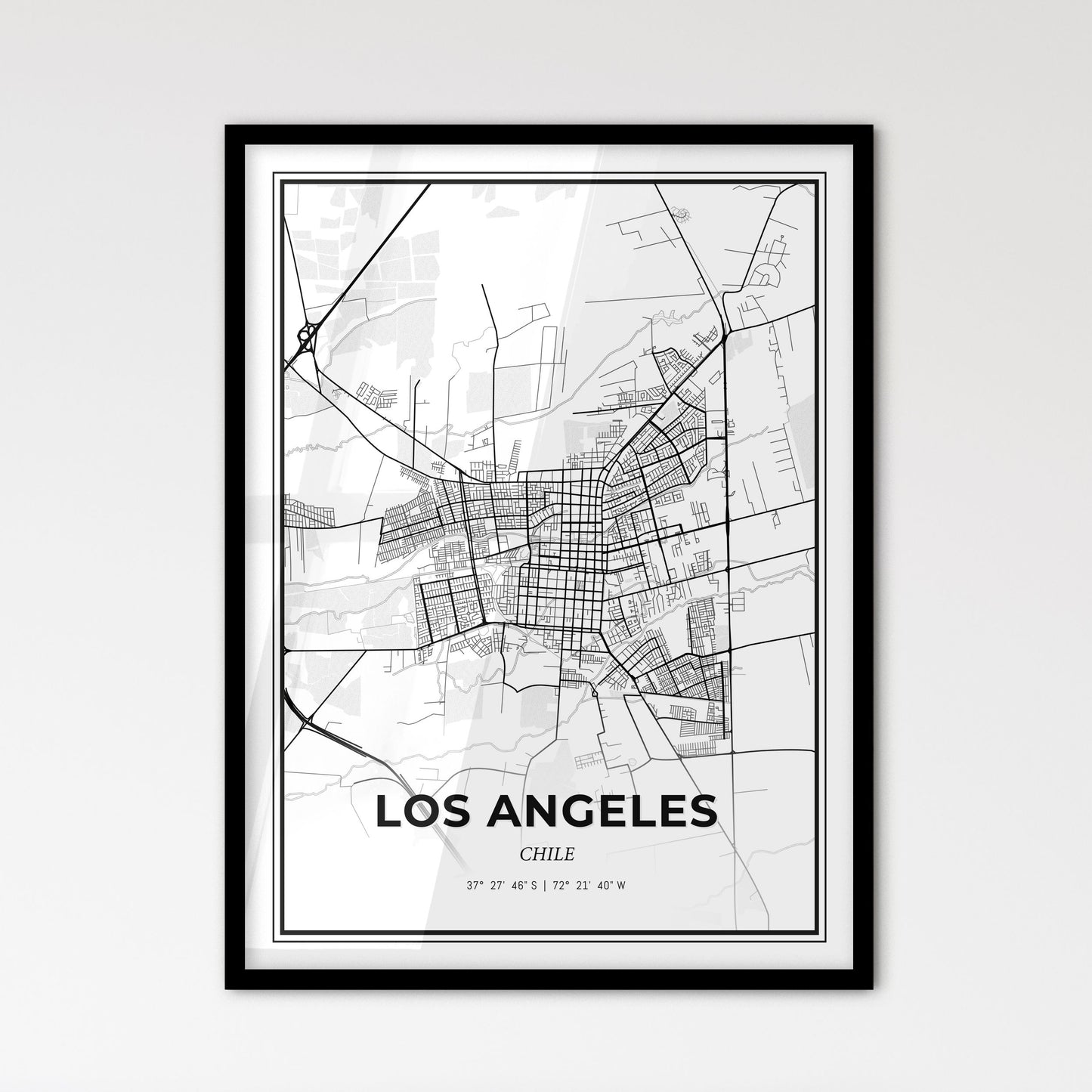 Los Angeles Chile - Scandinavian Style City Map for Modern Home Decor