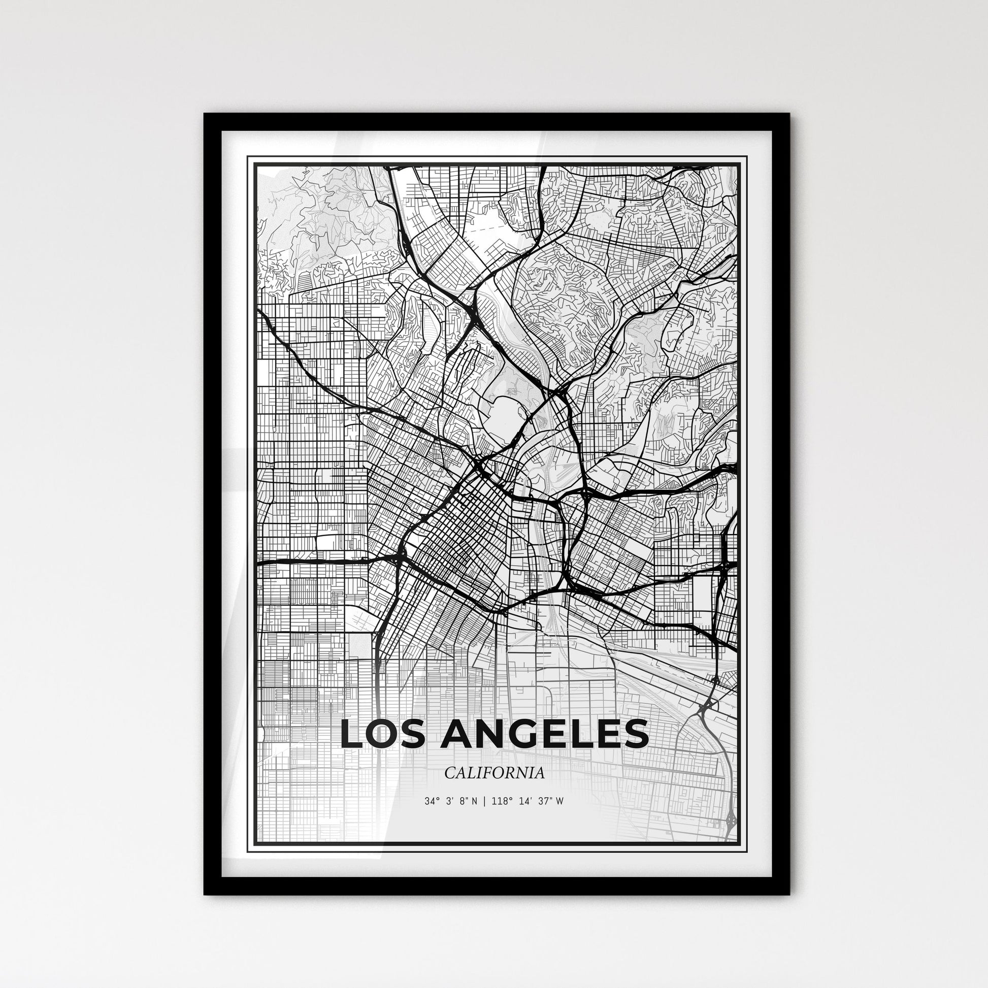 Los Angeles California - Scandinavian Style City Map for Modern Home Decor