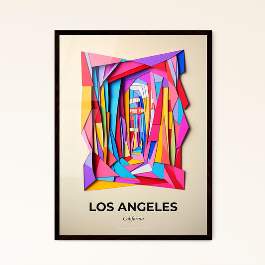 Vivid Los Angeles, California - a colorful abstract piece of paper with a building in the middle