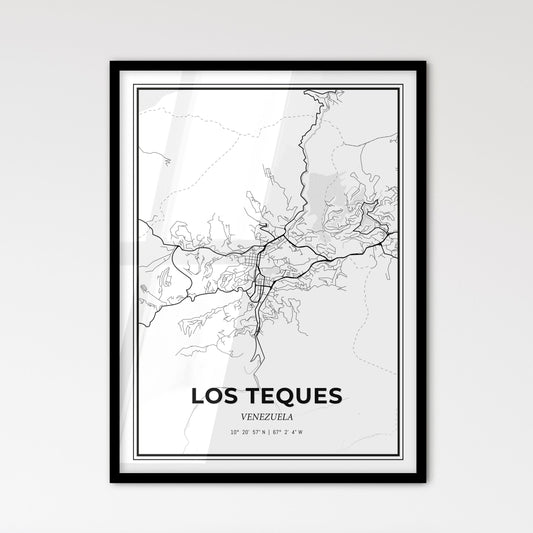 Los Teques Venezuela - Scandinavian Style City Map for Modern Home Decor