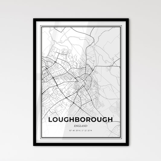 Loughborough England - Scandinavian Style City Map for Modern Home Decor