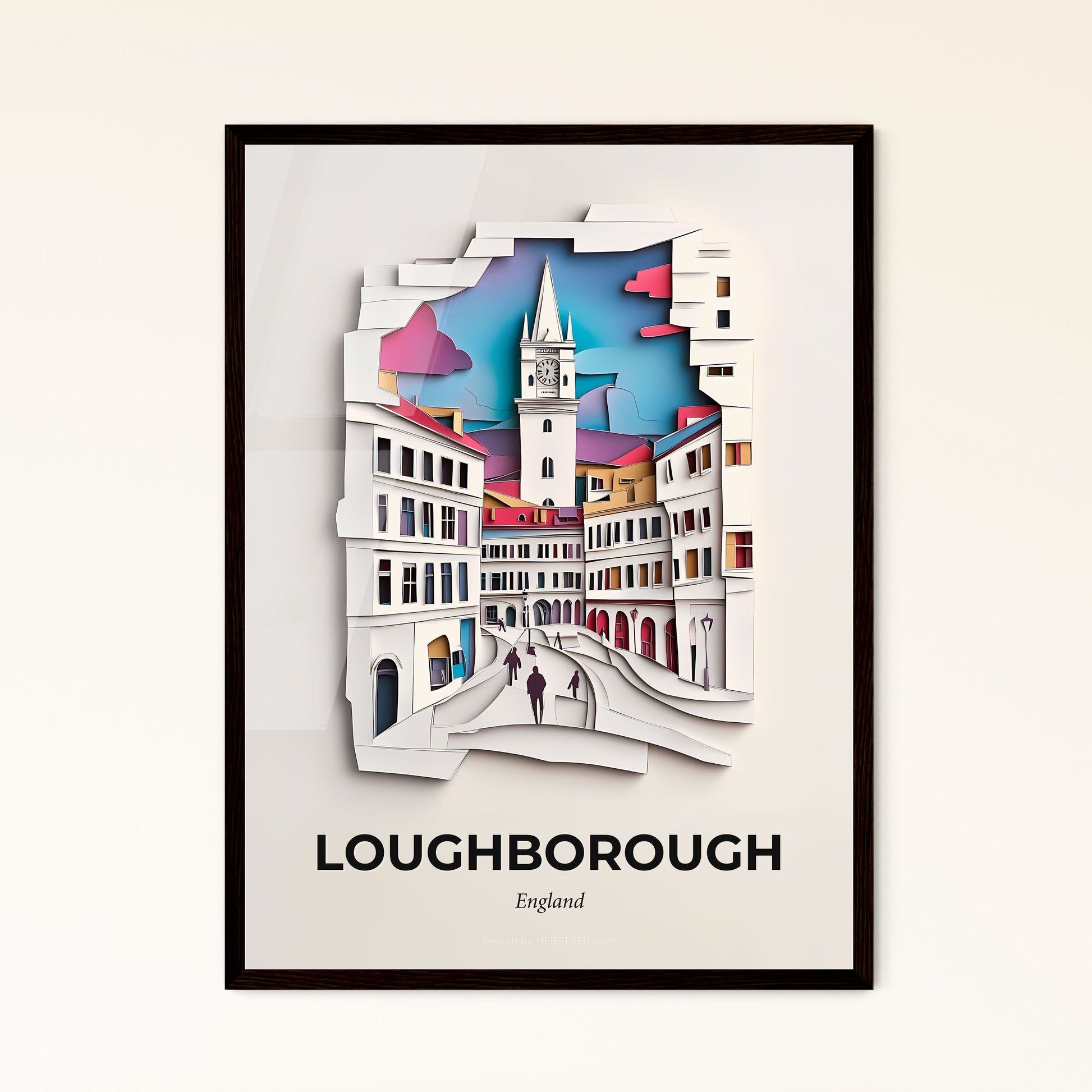 Vivid Loughborough, England - a paper cut of a city with a clock tower