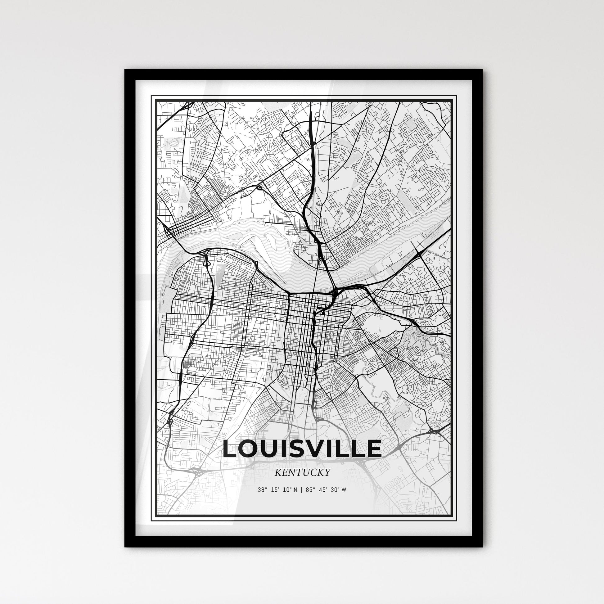 Louisville Kentucky - Scandinavian Style City Map for Modern Home Decor