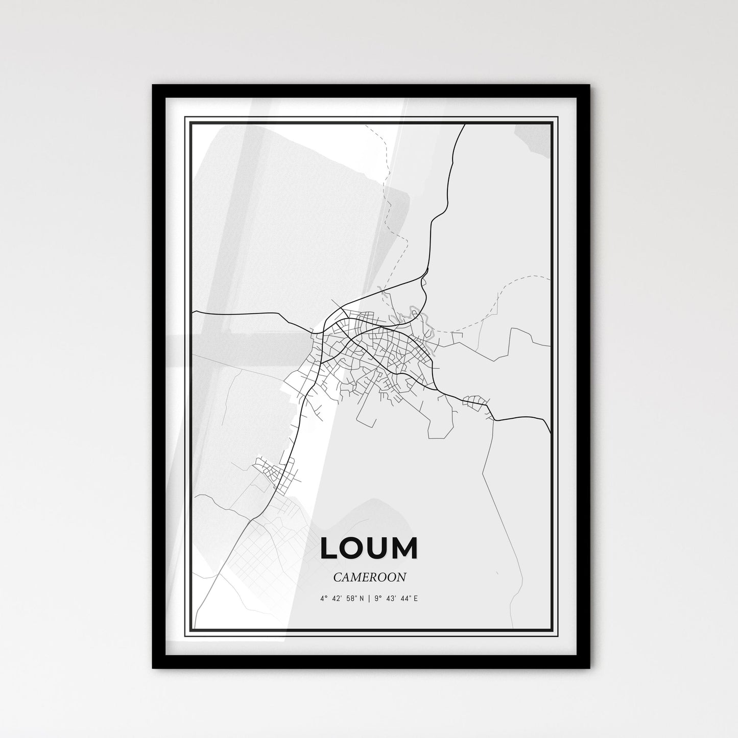 Loum Cameroon - Scandinavian Style City Map for Modern Home Decor