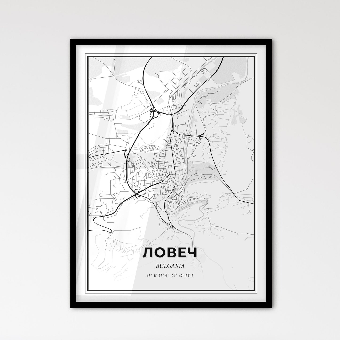 Lovech Bulgaria - Scandinavian Style City Map for Modern Home Decor