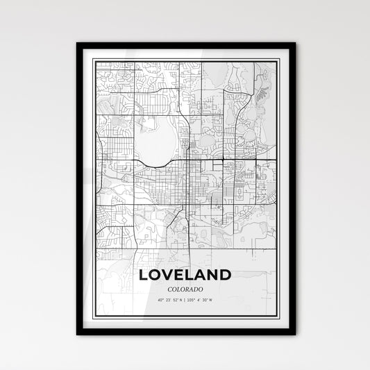 Loveland Colorado - Scandinavian Style City Map for Modern Home Decor