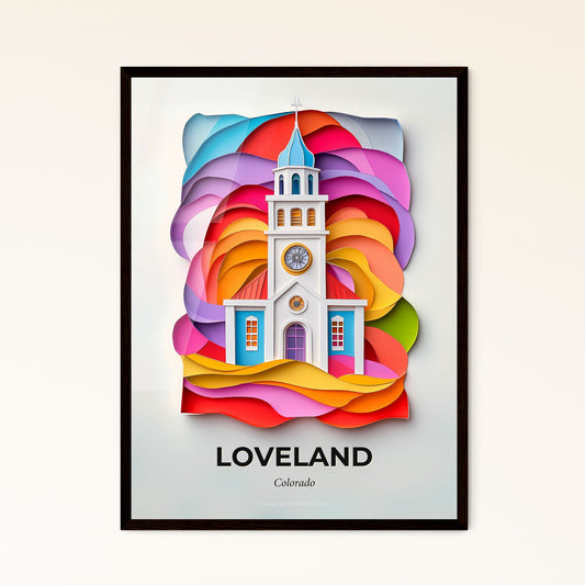 Vivid Loveland, Colorado - a church with a clock on the front of it