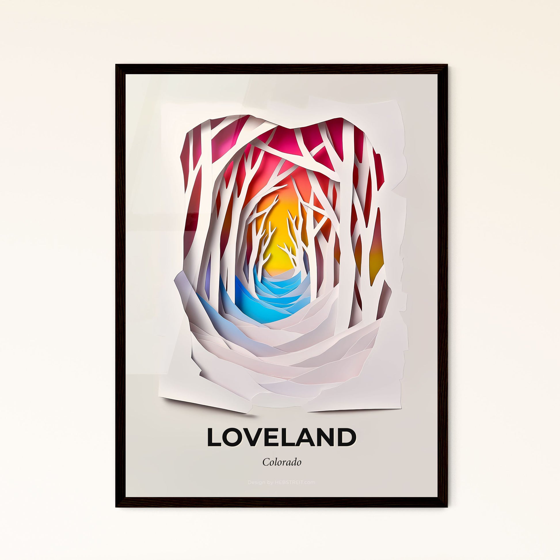 Vivid Loveland, Colorado - a paper cut of a colorful forest