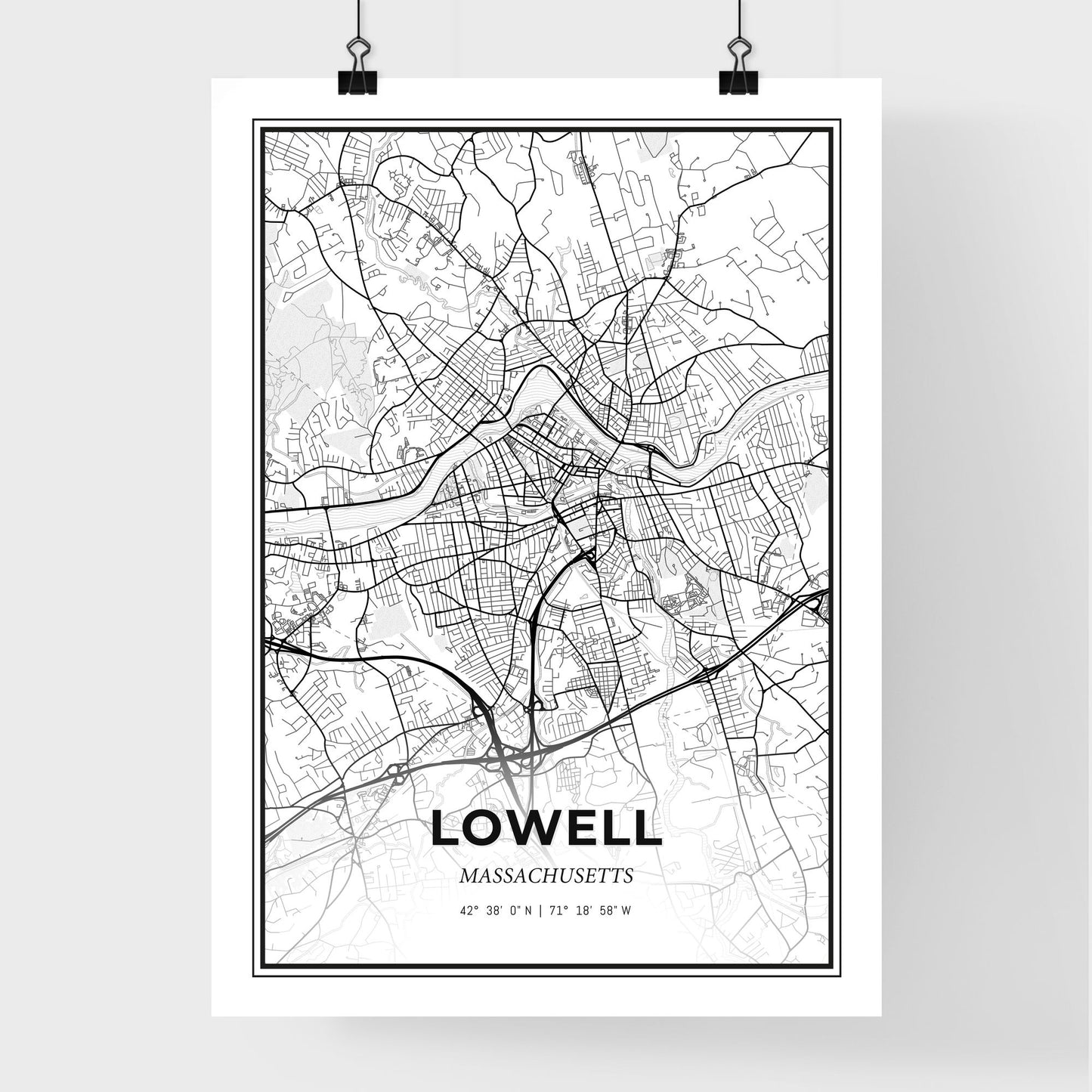 Lowell Massachusetts - Premium City Map Poster