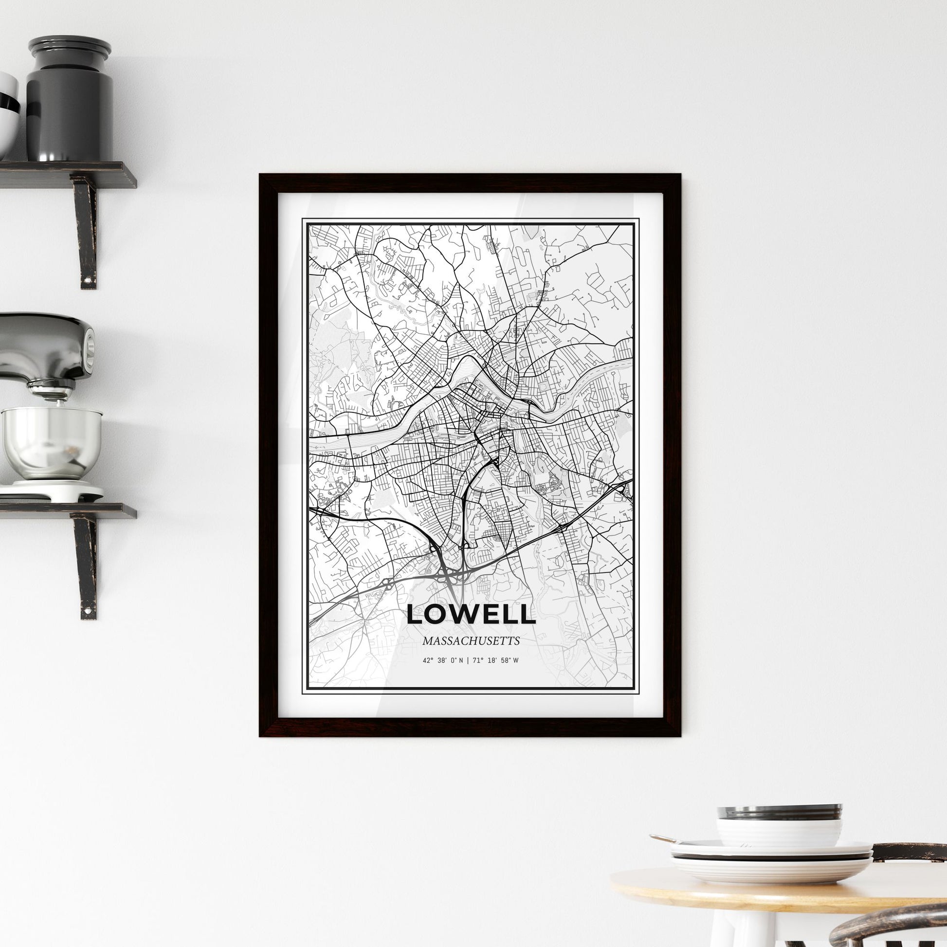 Lowell Massachusetts - Minimal City Map