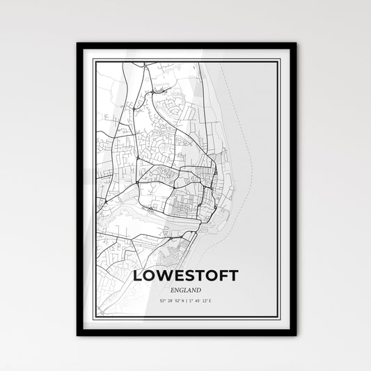 Lowestoft England - Scandinavian Style City Map for Modern Home Decor