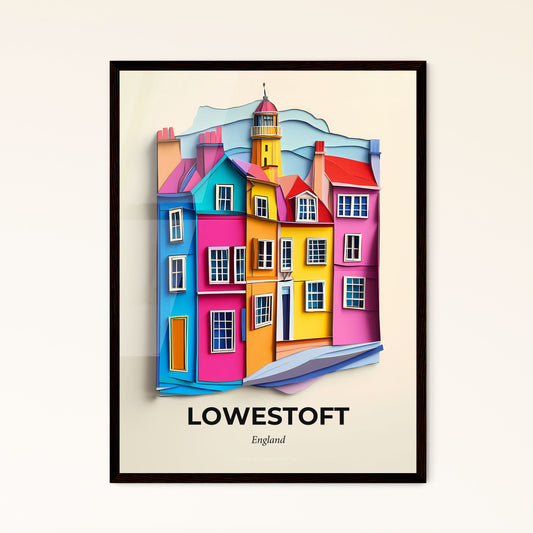 Vivid Lowestoft, England - a paper cut of a colorful building with a clock tower