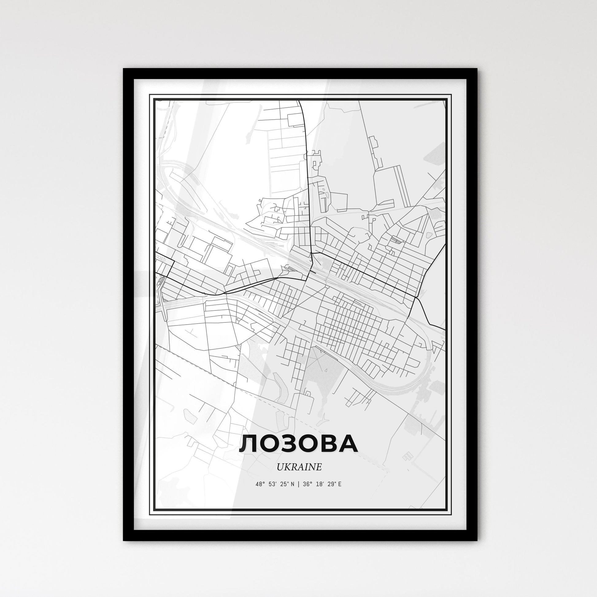 Lozova Ukraine - Scandinavian Style City Map for Modern Home Decor