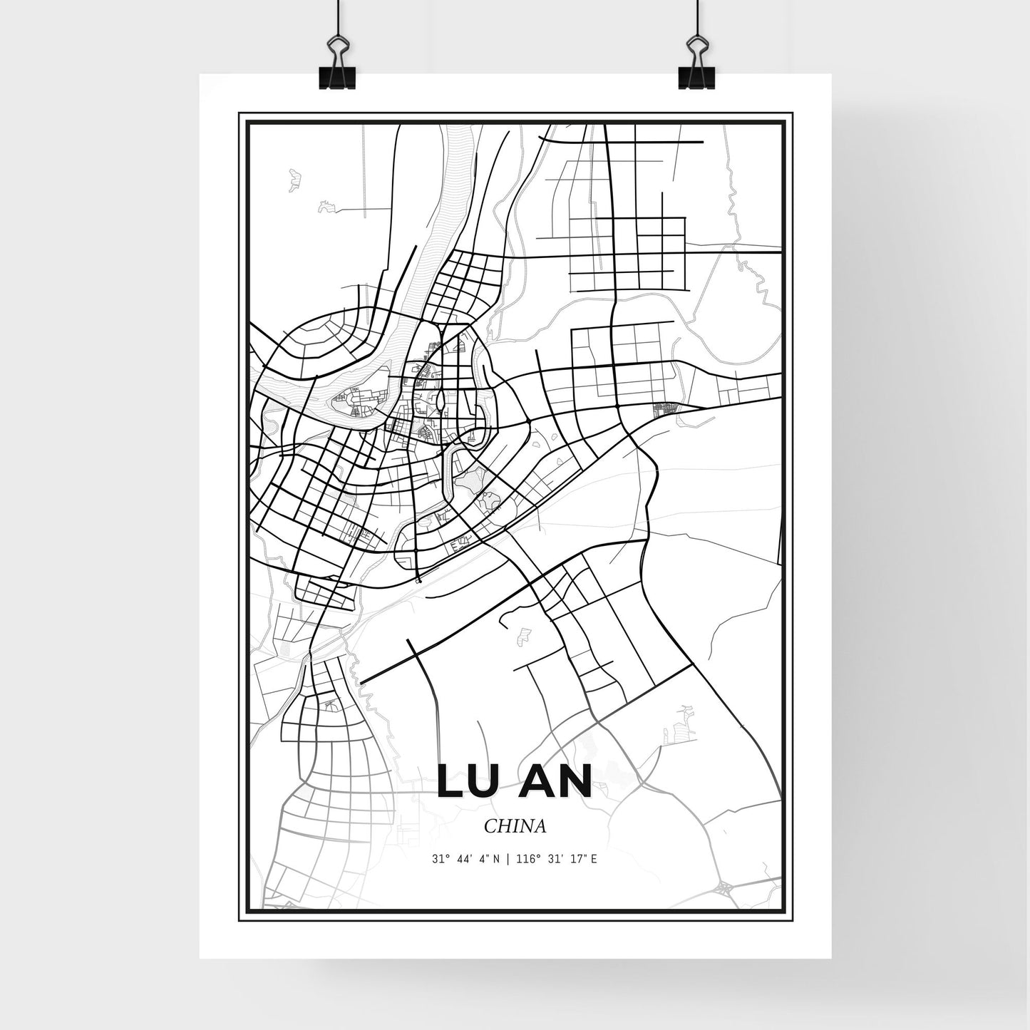 Lu an China - Premium City Map Poster