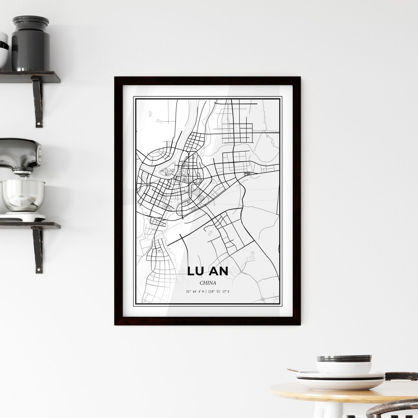 Lu an China - Minimal City Map