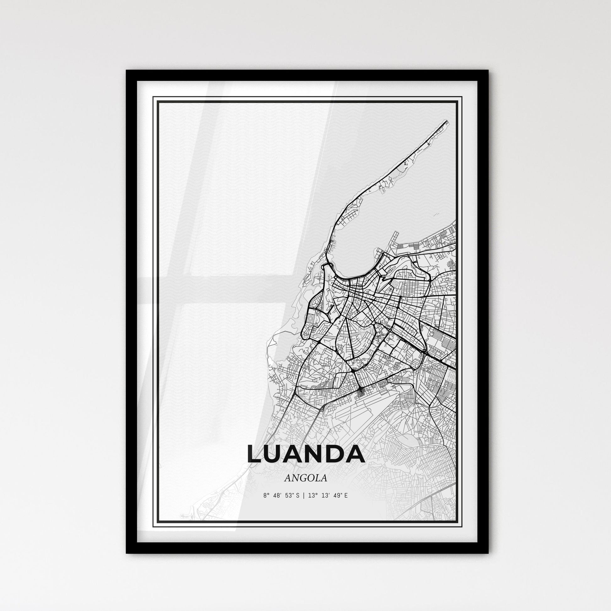 Luanda Angola - Scandinavian Style City Map for Modern Home Decor