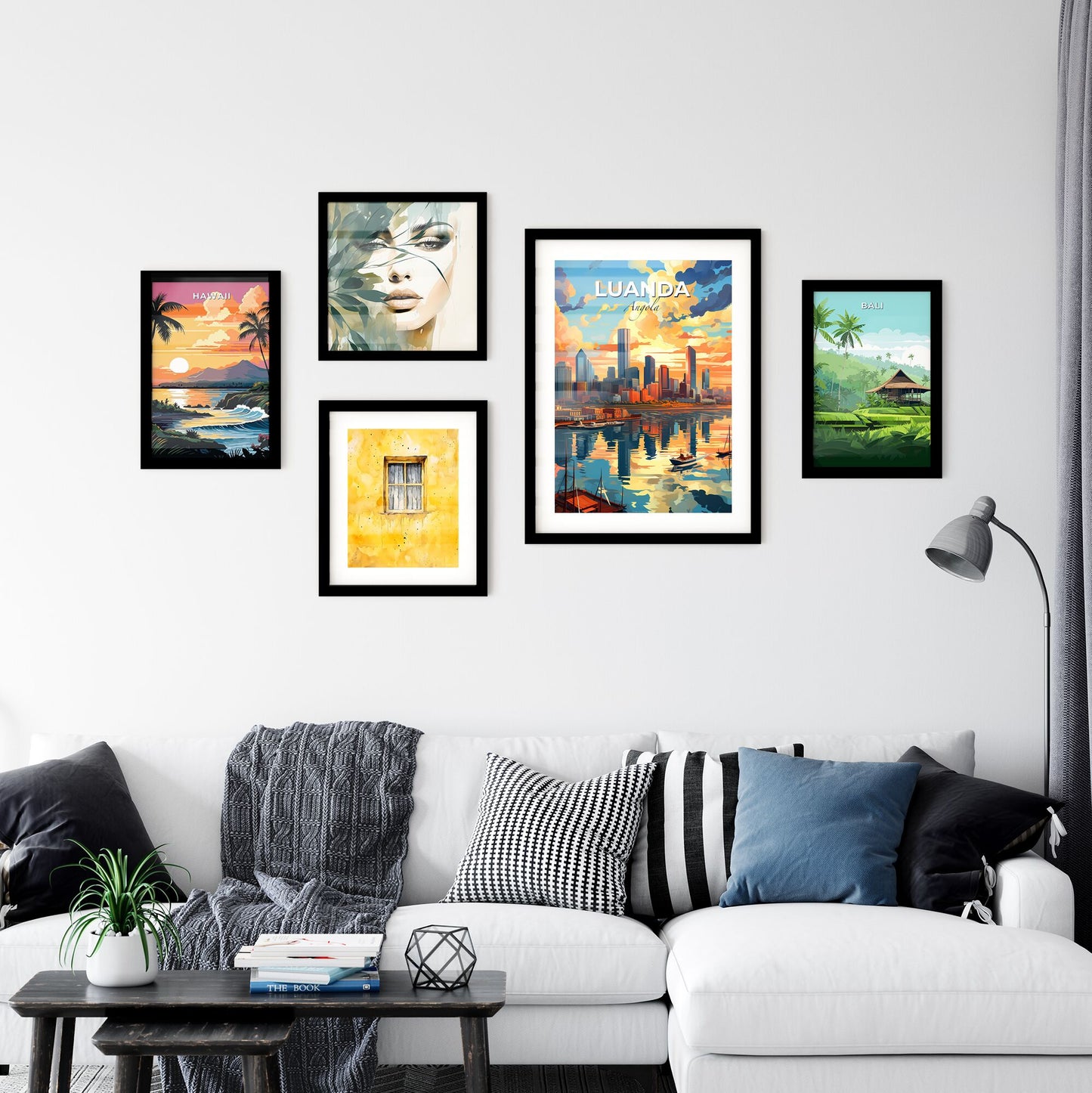 Vibrant Luanda Angola City Skyline Art Painting with Boats on Water Default Title