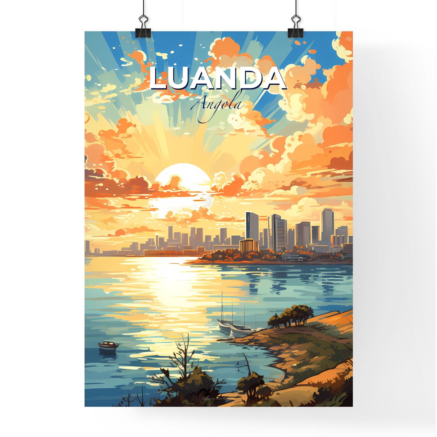 Vibrant Sunset over Luanda City Skyline, Angola - a Canvas Painting Default Title