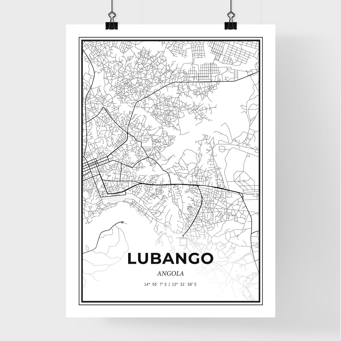 Lubango Angola - Premium City Map Poster