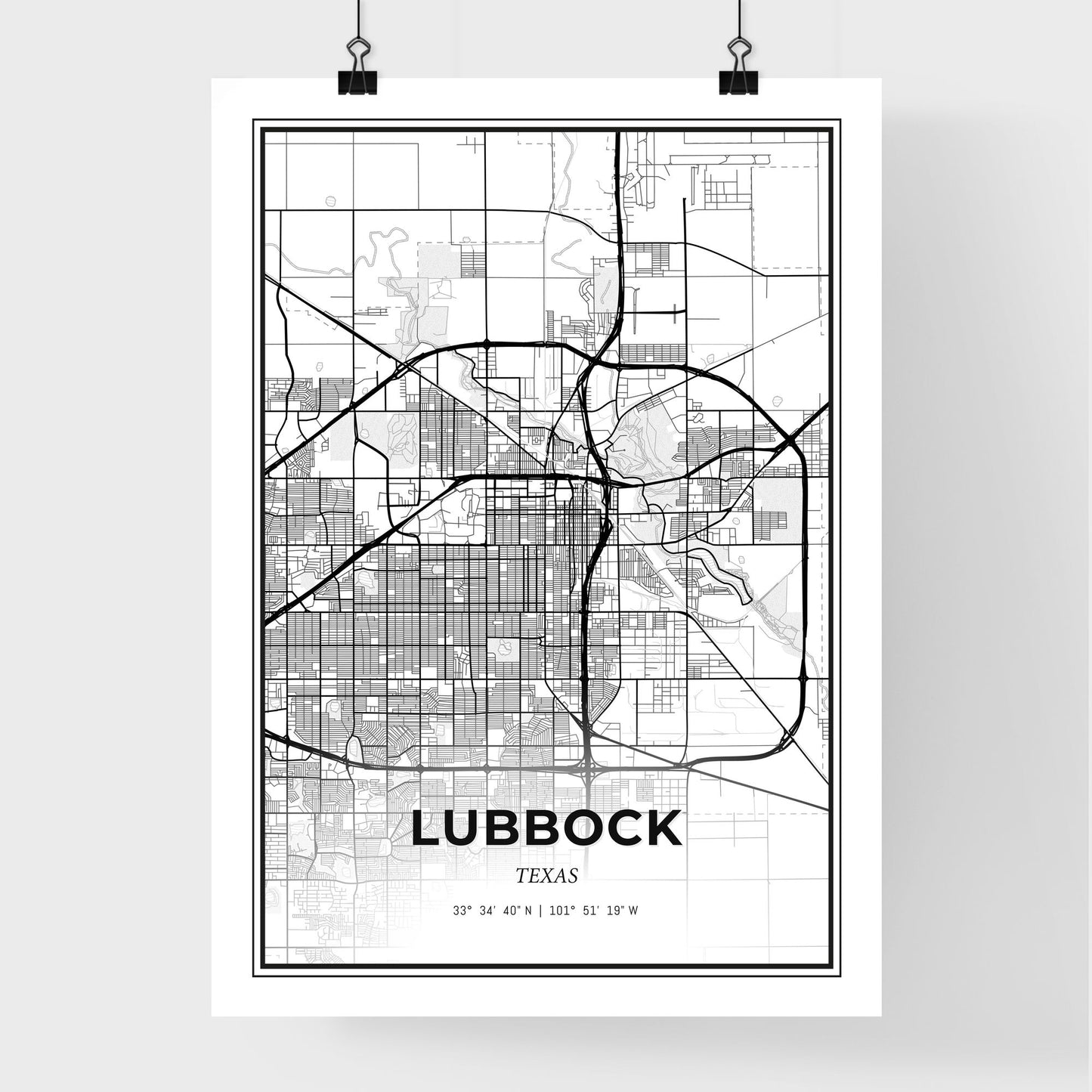 Lubbock Texas - Premium City Map Poster