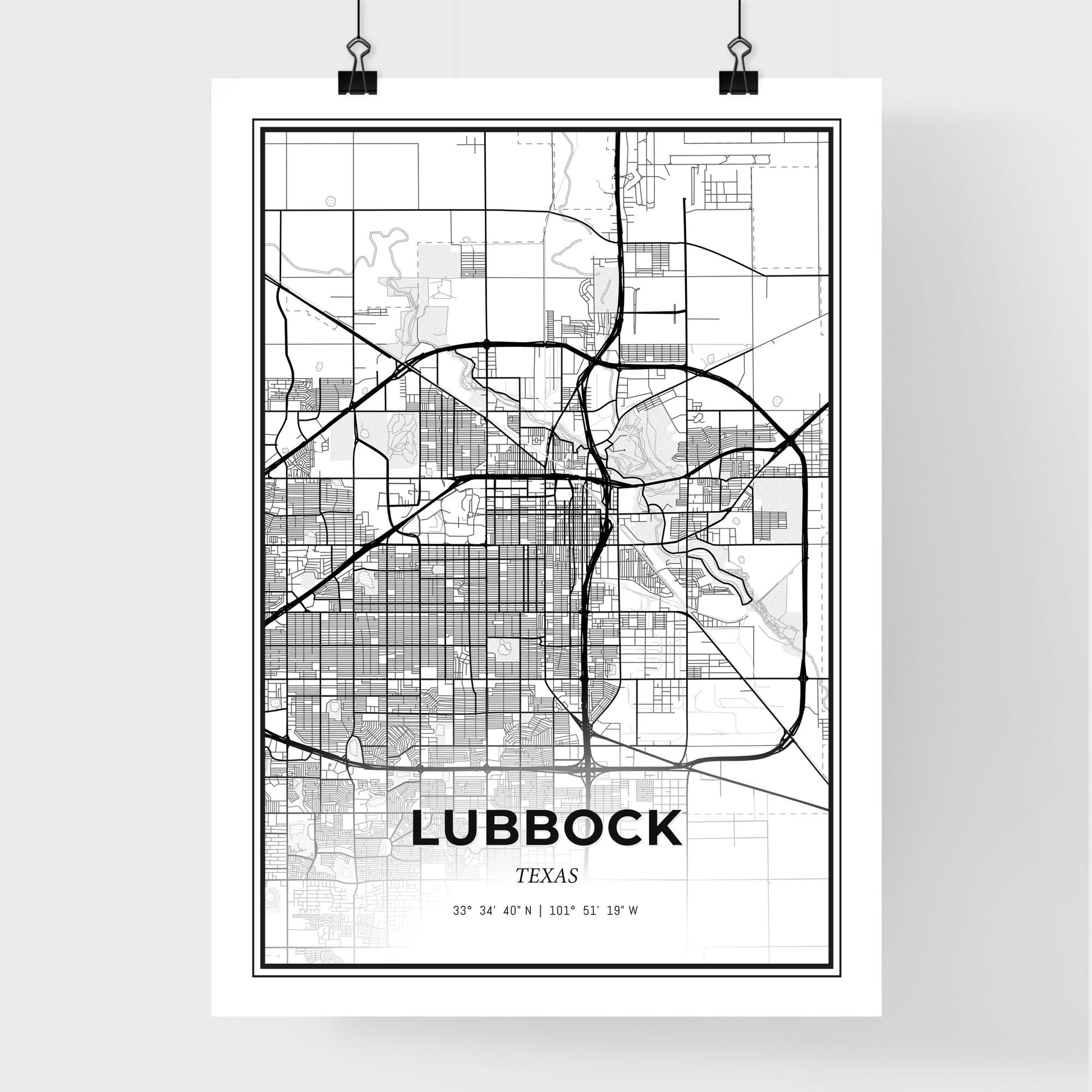 Lubbock Texas - Premium City Map Poster