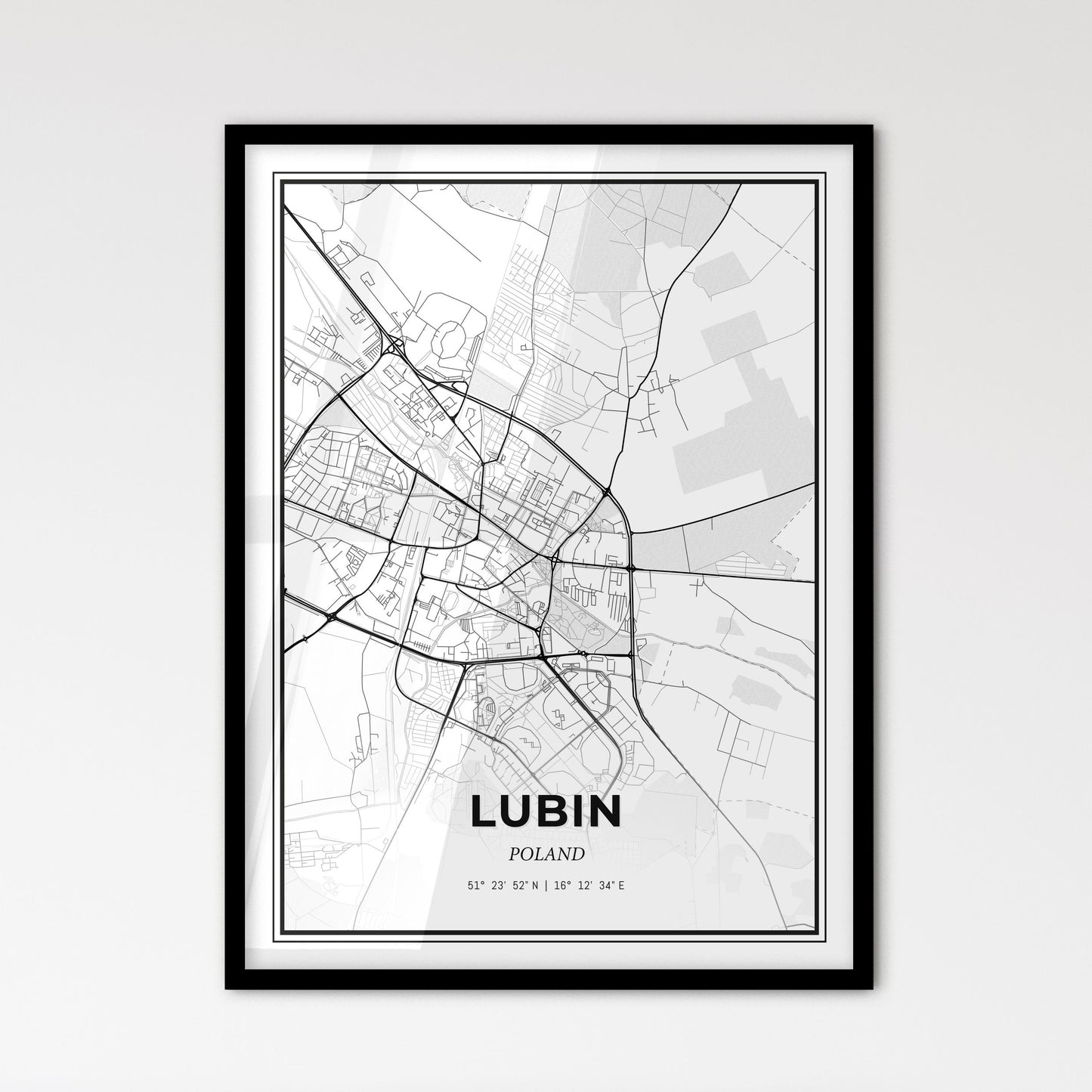 Lubin Poland - Scandinavian Style City Map for Modern Home Decor