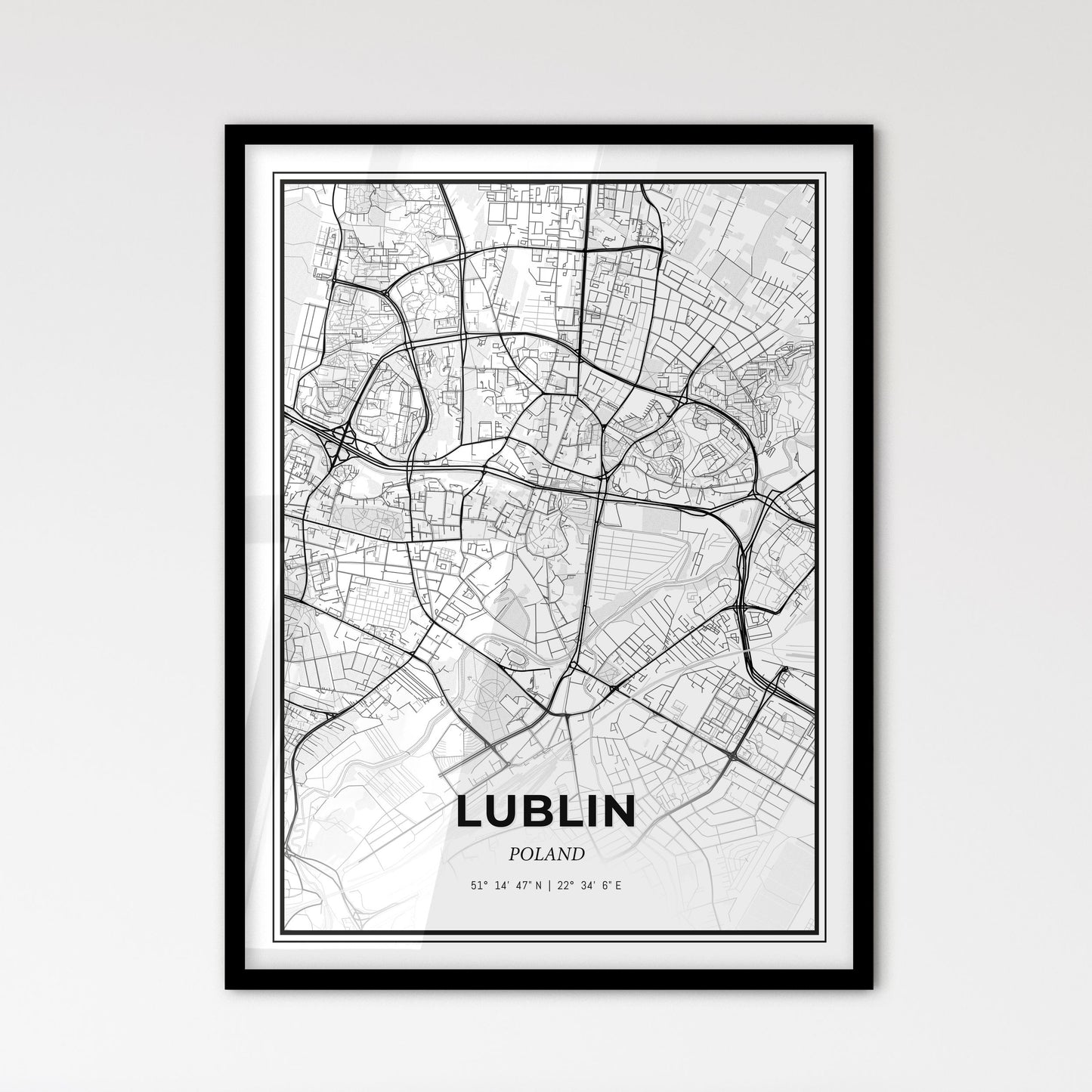 Lublin Poland - Scandinavian Style City Map for Modern Home Decor