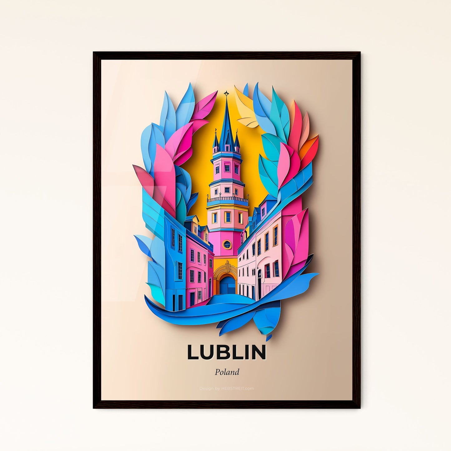 Vivid Lublin, Poland - a paper cut of a castle with a clock tower