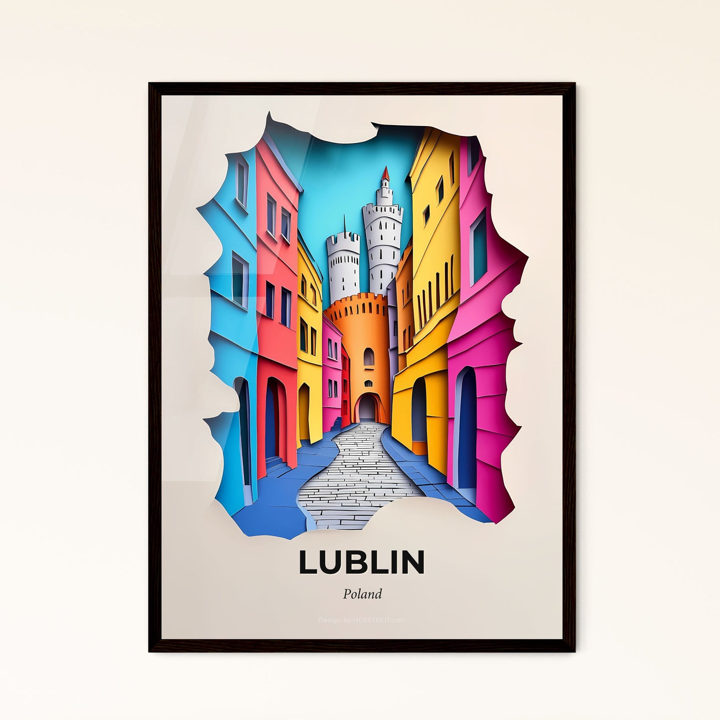 Vivid Lublin, Poland - a colorful city street with a castle in the background